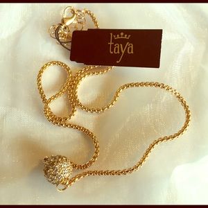 Taya Pave Ball Pendant Necklace Gold-Plated/CZ